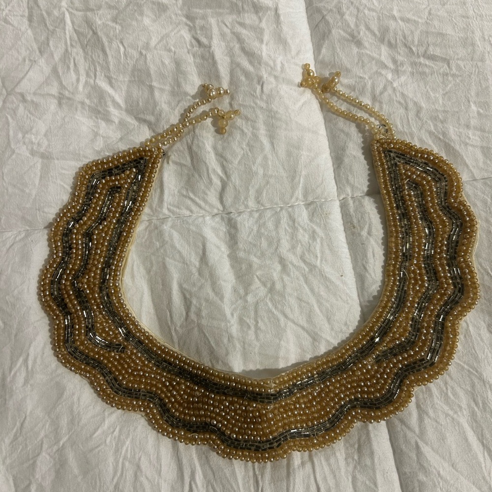 Vintage Elegant Cream beaded-Embellished Women's collar necklace